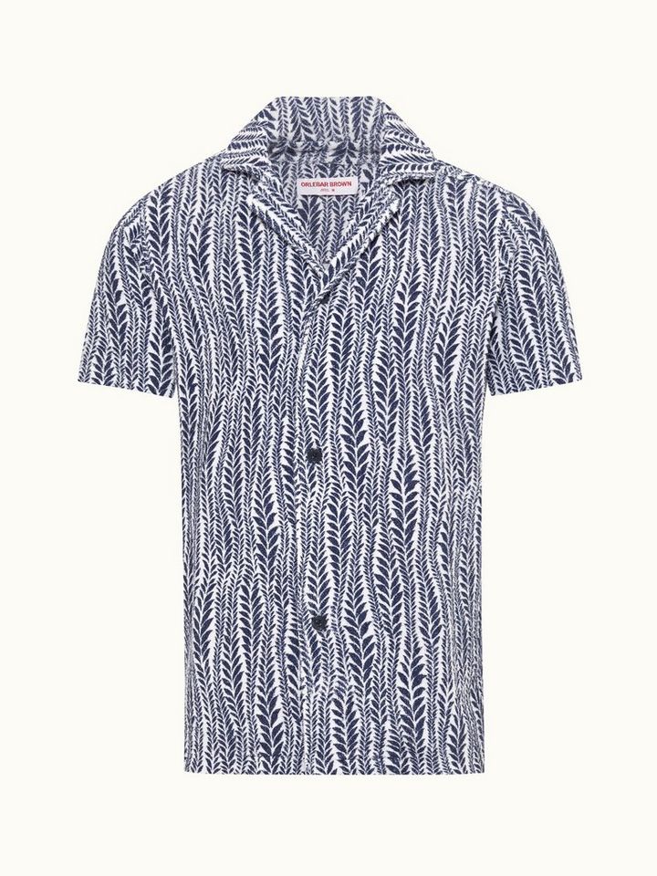 howell - white/lagoon blue fern relaxed fit capri collar short-sleeve shirt