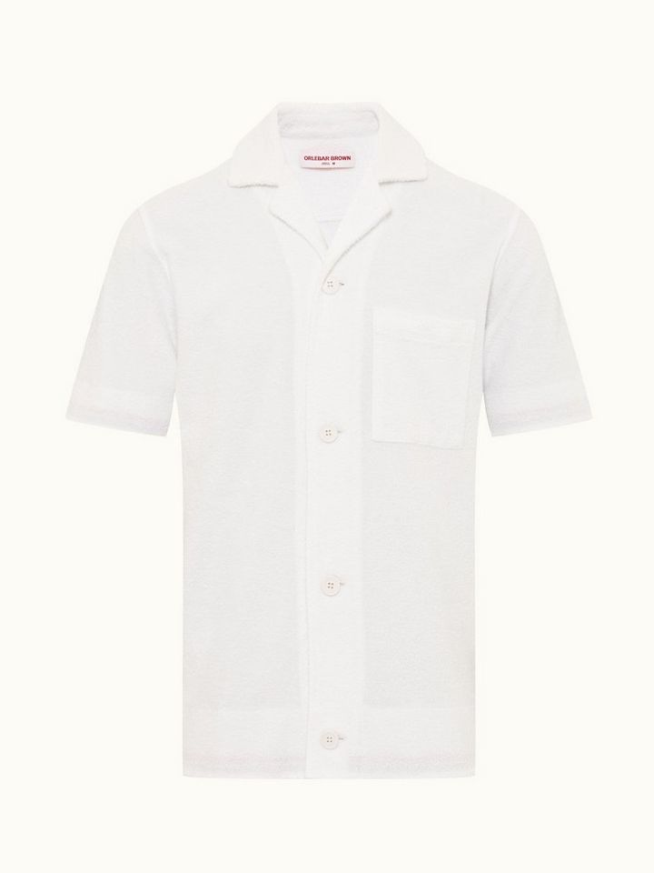 lazar towelling - white capri collar double-faced towelling shirt