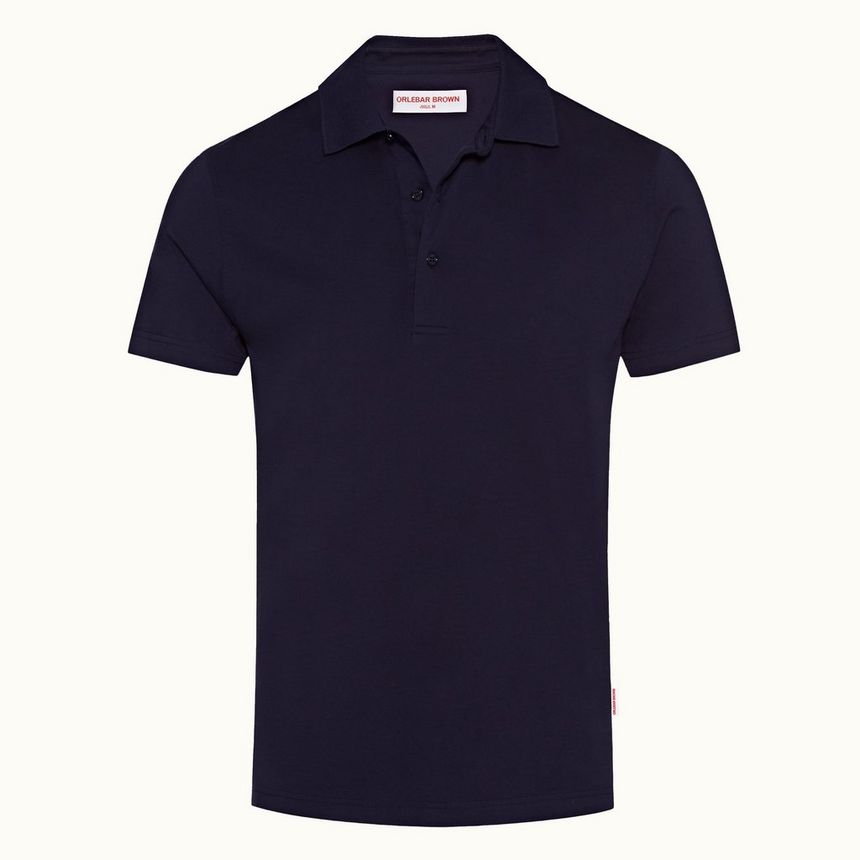 linwood - navy classic fit mercerised cotton polo shirt