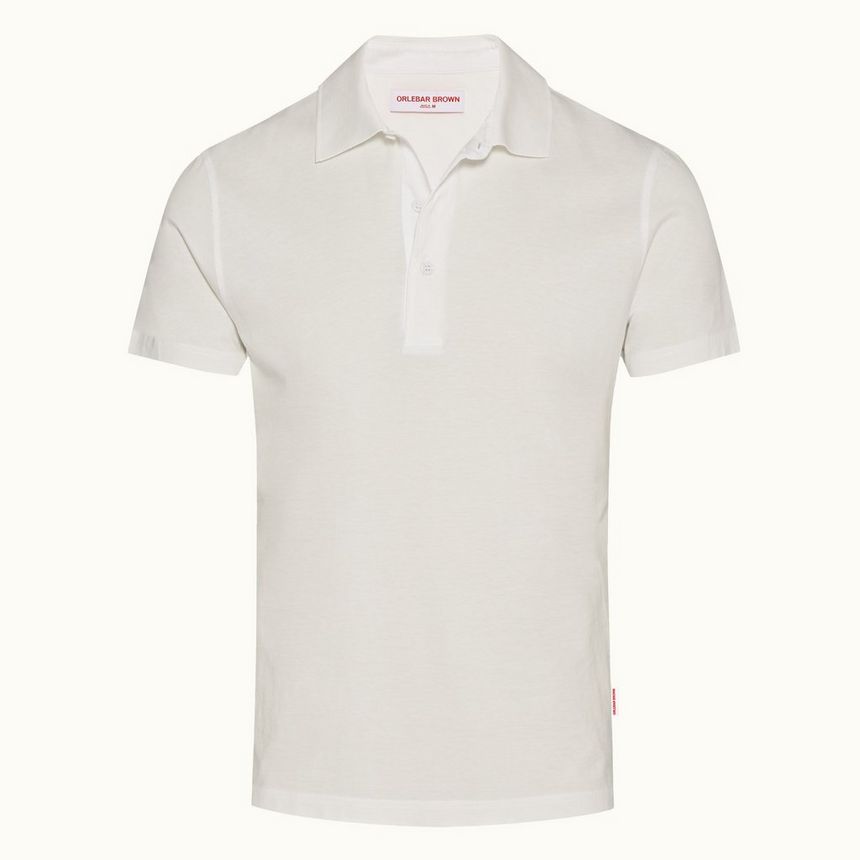 linwood - white classic fit mercerised cotton polo shirt