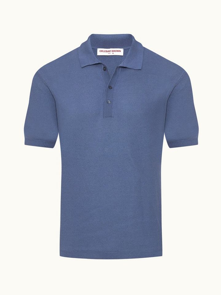 maranon - classic fit mercerised cotton polo shirt in springfield blue