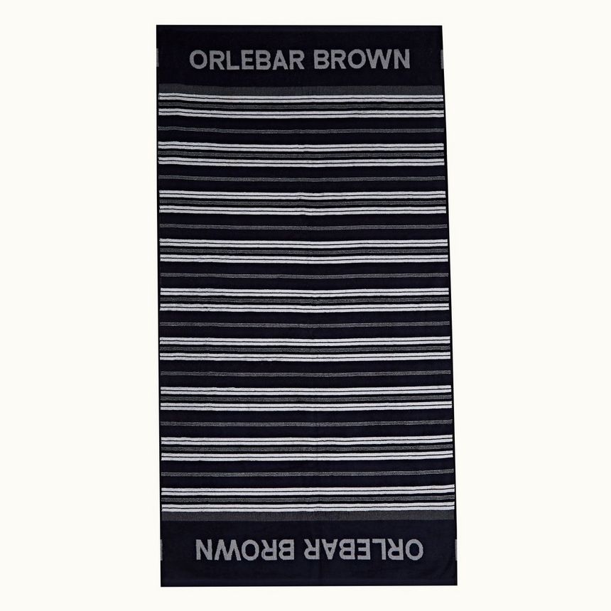 neville towelling - blue/white/navy stripe cotton towel
