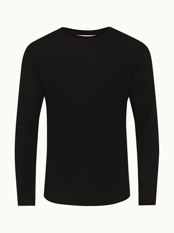 ob-t ice wool - black tailored fit crewneck long-sleeve ice wool t-shirt