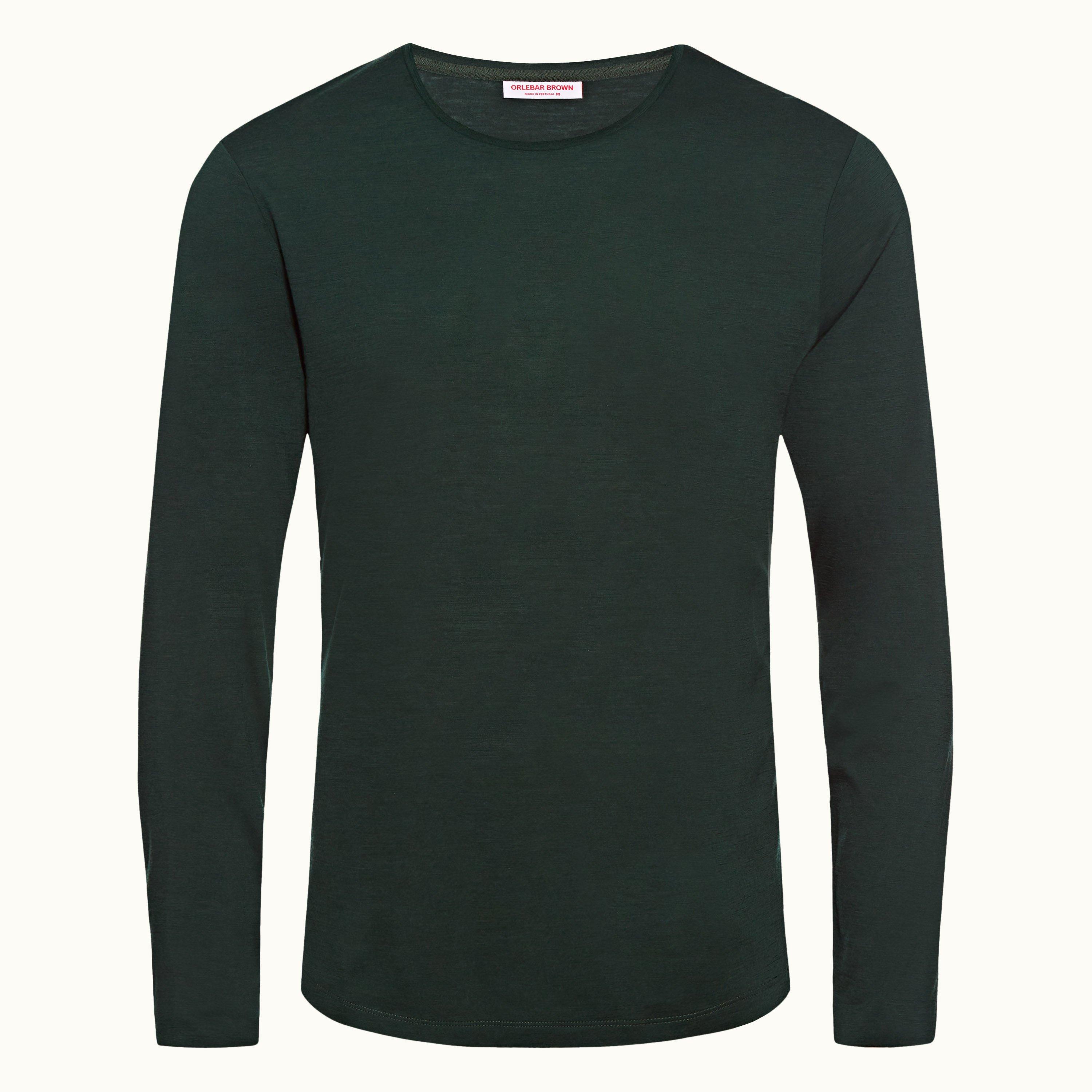 ob-t merino - racing green tailored fit long-sleeve merino t-shirt