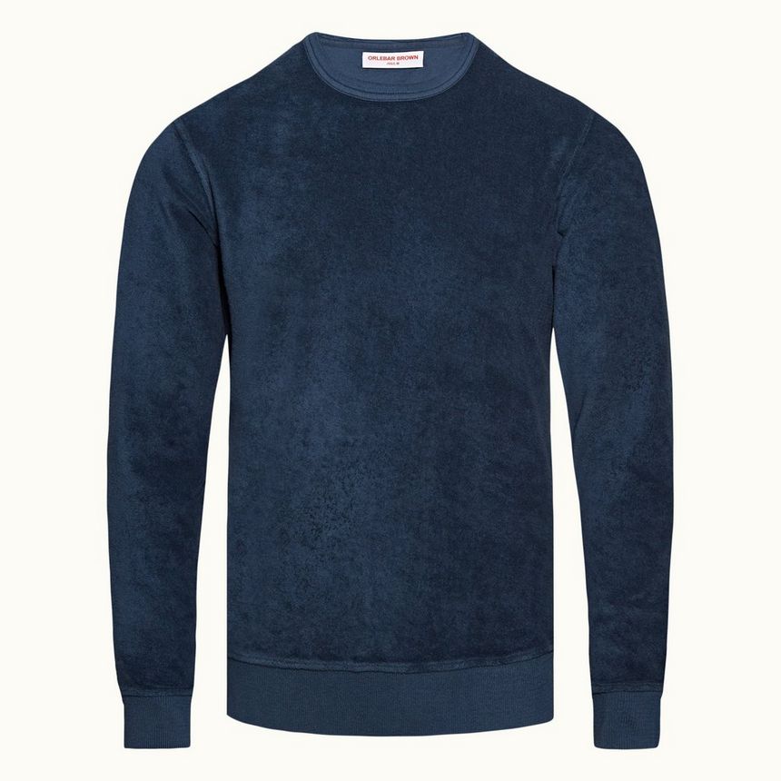 pierce towelling - navy classic fit towelling sweatshirt