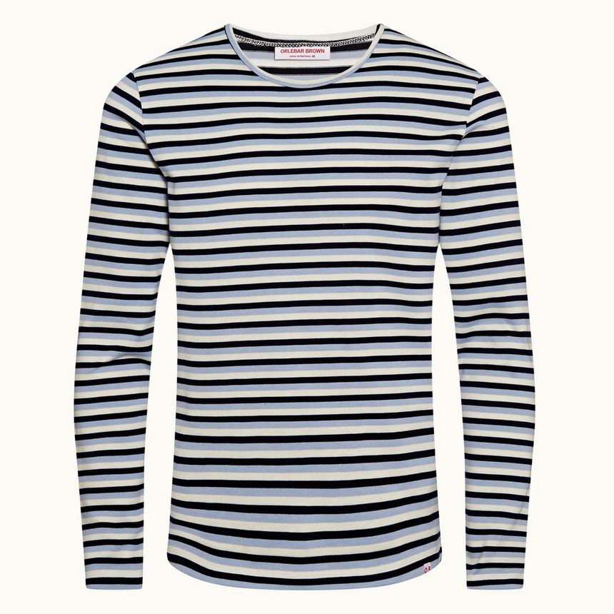 sammy stripe - ink/light blue/white sand stripe long-sleeve cotton t-shirt