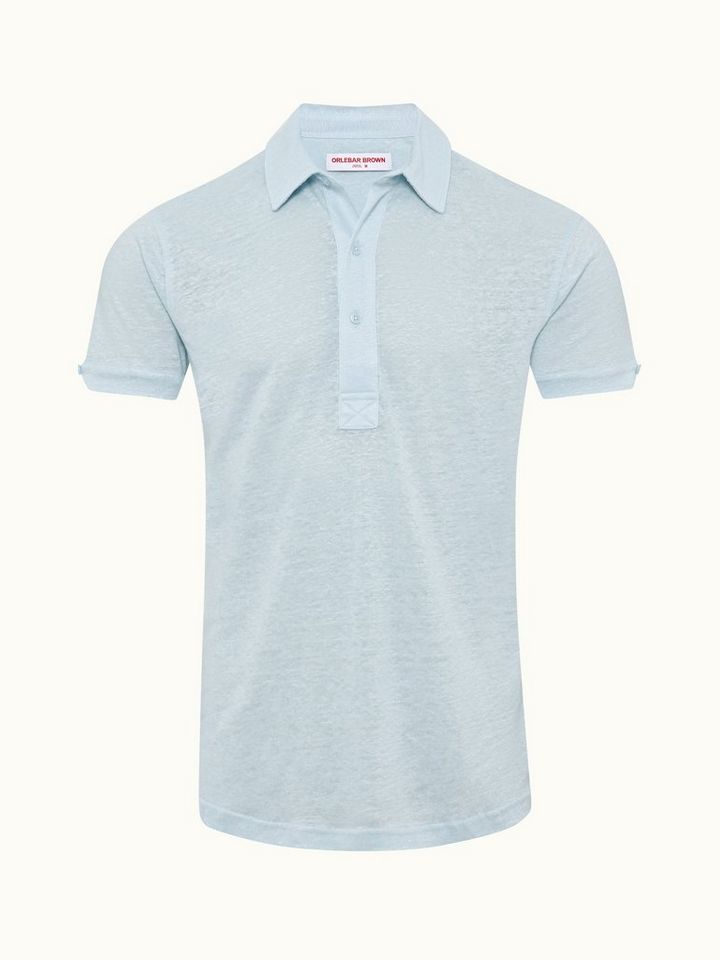 sebastian linen - island sky tailored fit short-sleeve linen polo shirt