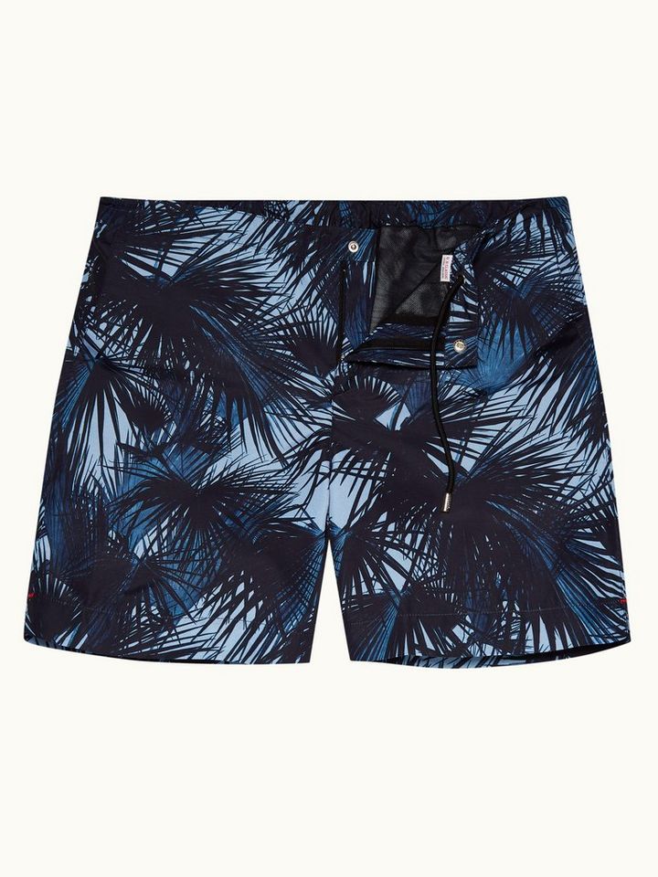 standard - light maya blue moonlit palms mid-length swim shorts