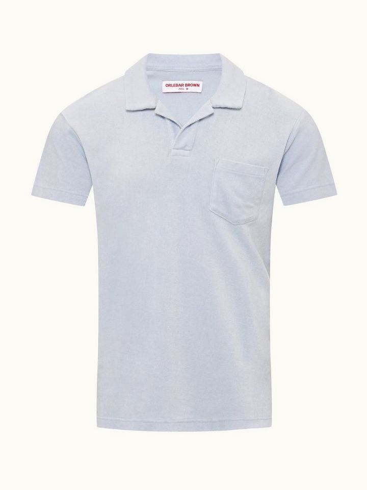 terry towelling - light island sky tailored fit organic cotton towelling resort polo shirt