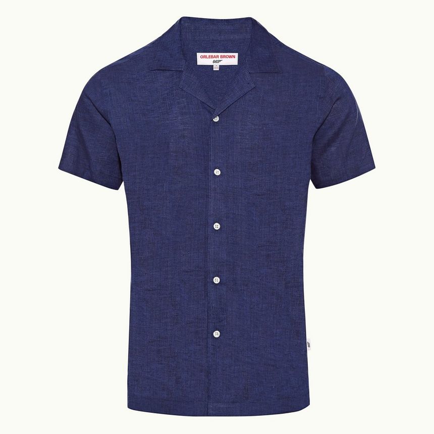 thunderball linen shirt - 007 blueprint capri collar shirt