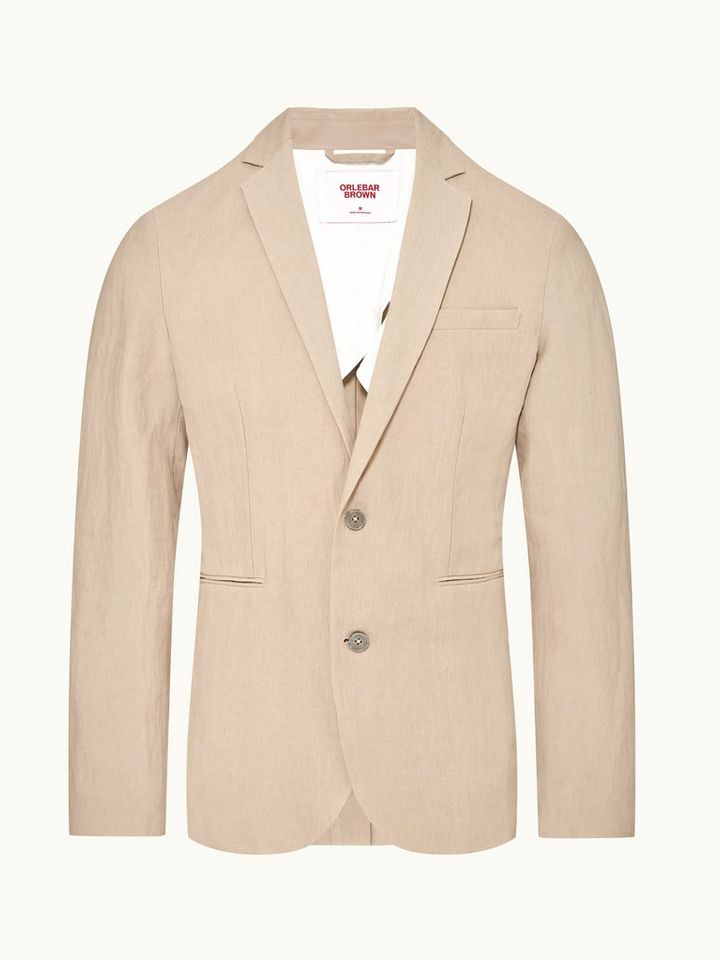 ullock linen - 007 taupe unstructured two-button linen blazer