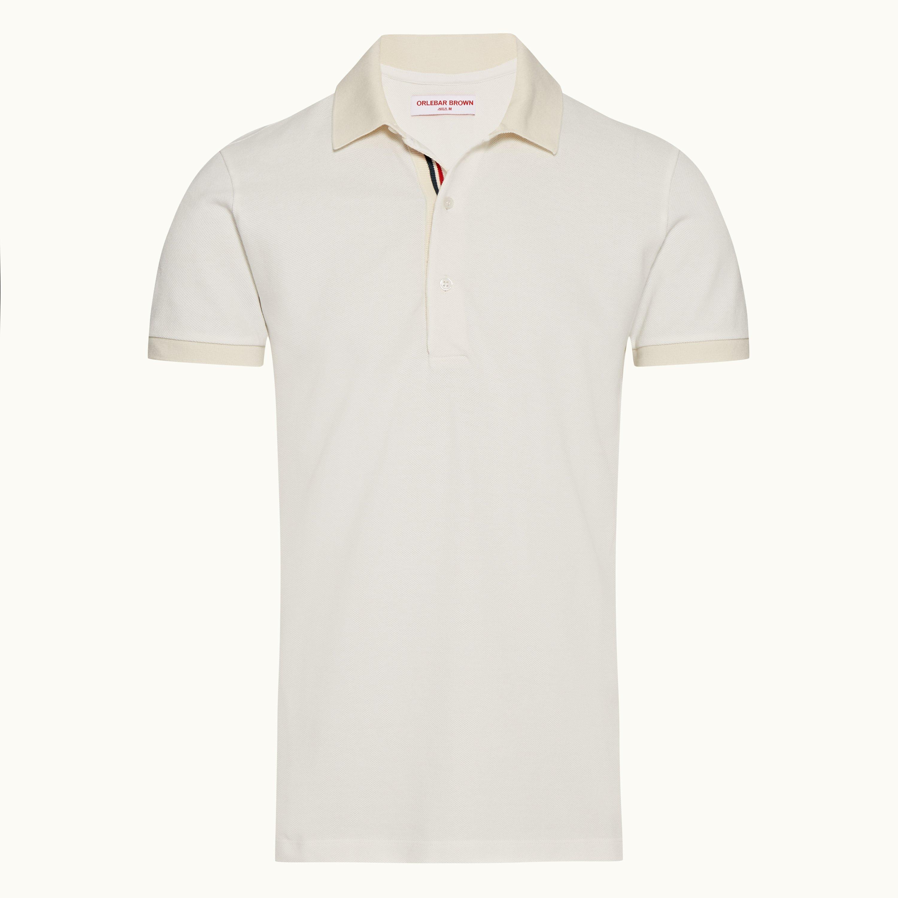 whiteside - white sand o.b stripe organic cotton polo shirt