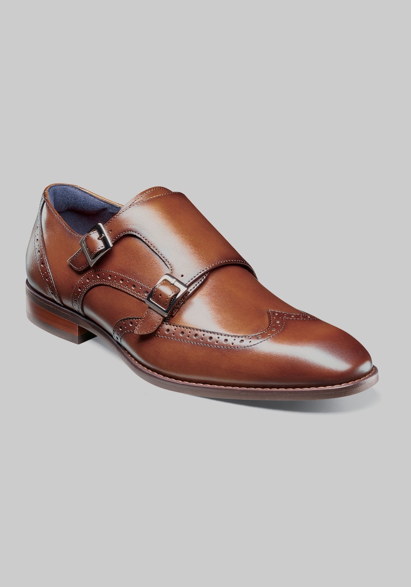 Stacy Adams Men's Karson Wingtip Double Monk Straps At Jos. A. Bank, Tan, Size 11 Wide - Shoes