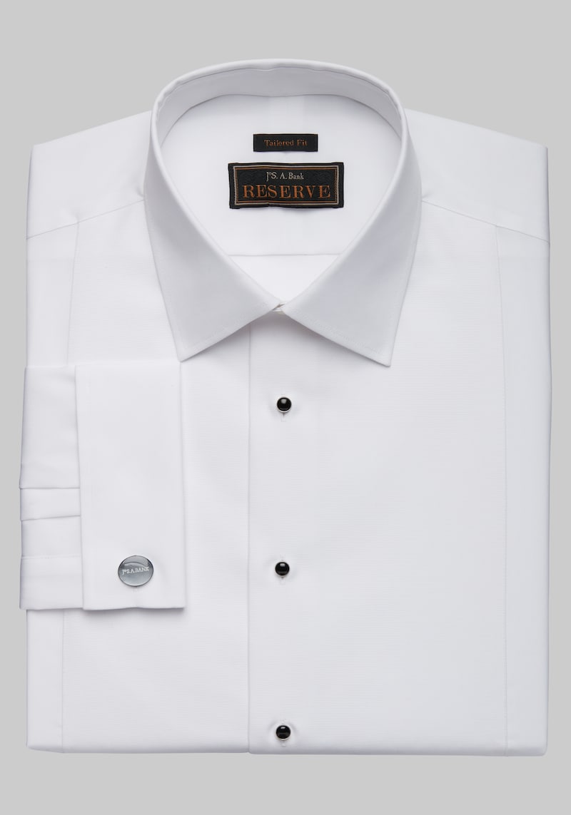 Men's Reserve Collection Tailored Fit Bib-Front Spread Collar Tuxedo Shirt At Jos. A. Bank, Cream/White, Size 15 X 32