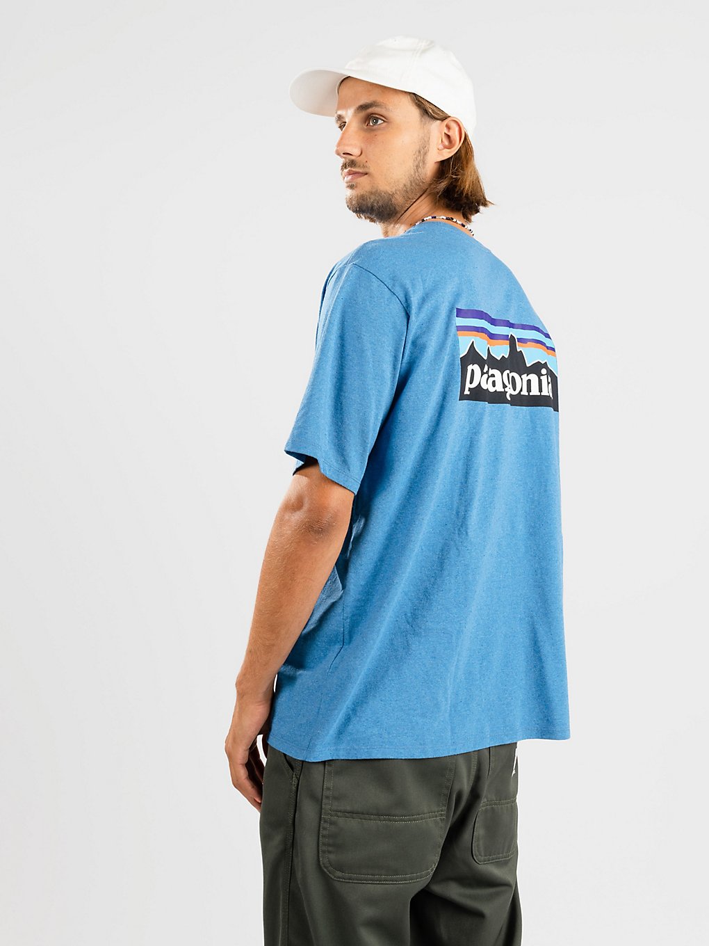 patagonia p-6 logo responsibili t-shirt anacapa blue