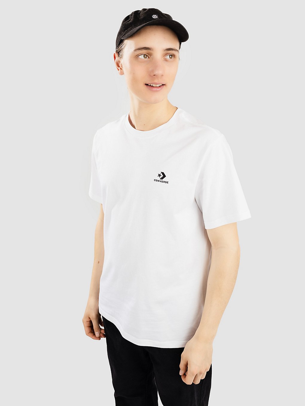 converse standard fit left chest star chev emb t-shirt white
