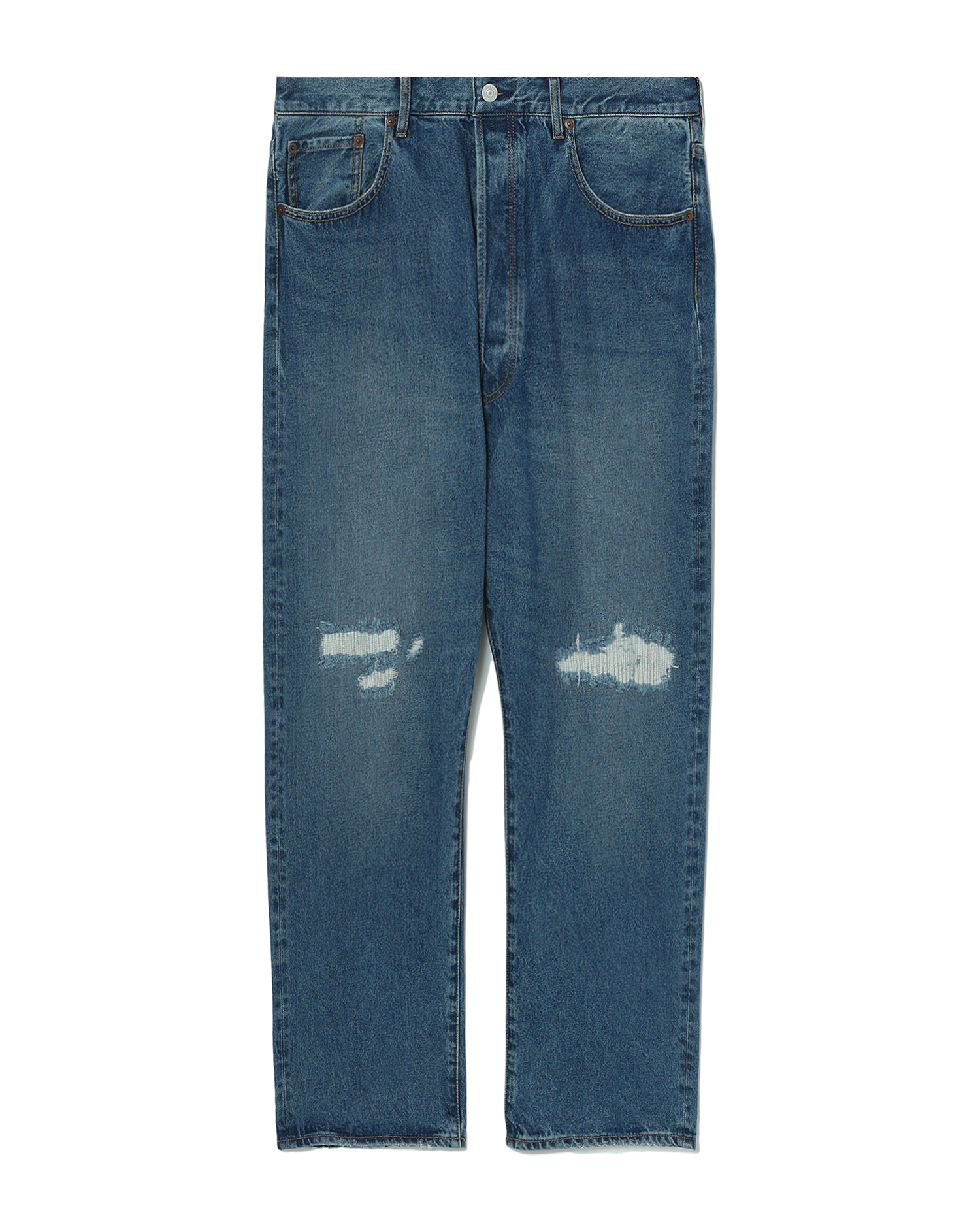 Distressed Straight-Fit Jeans