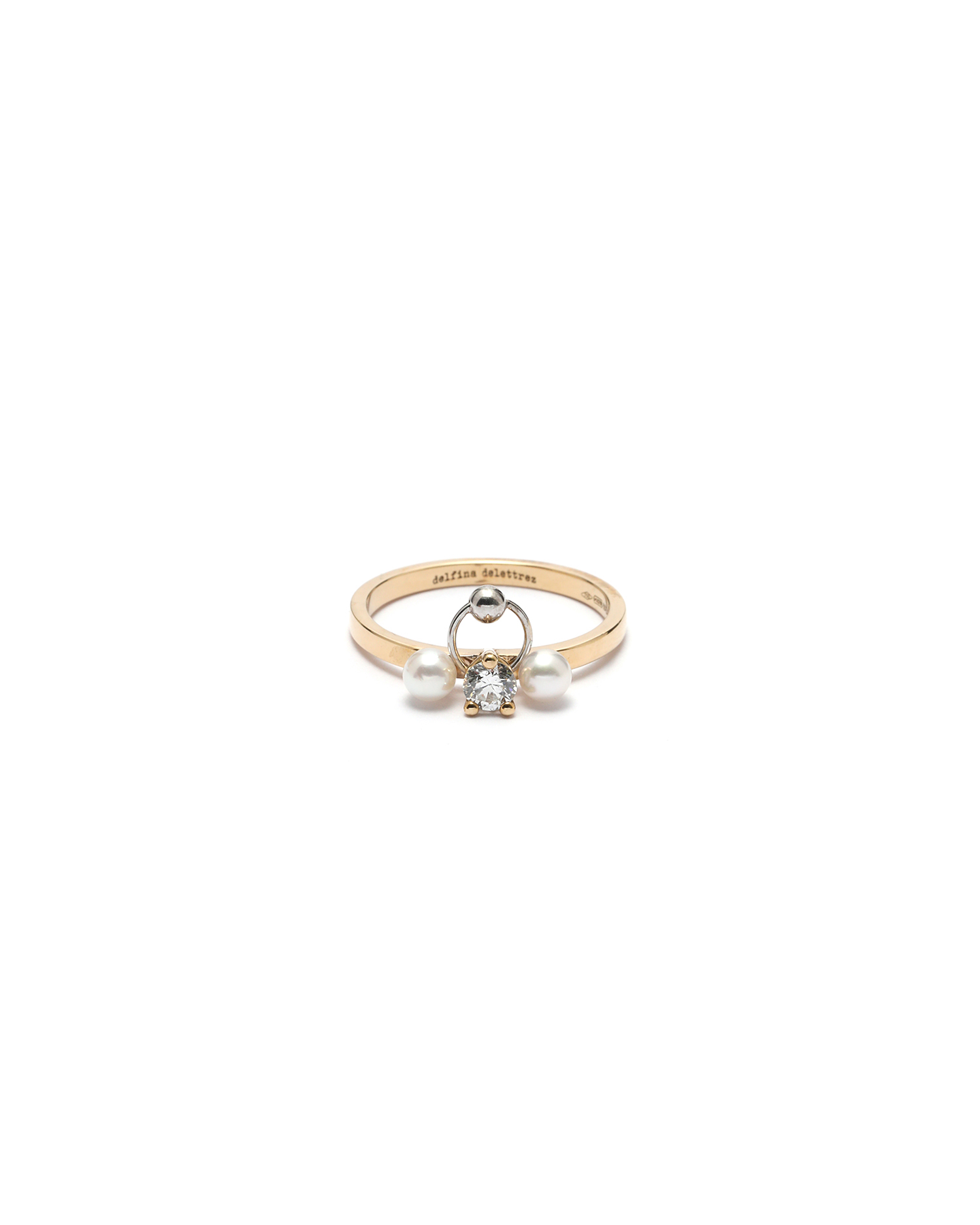 two in one diamond, pearl & 18kt gold ring