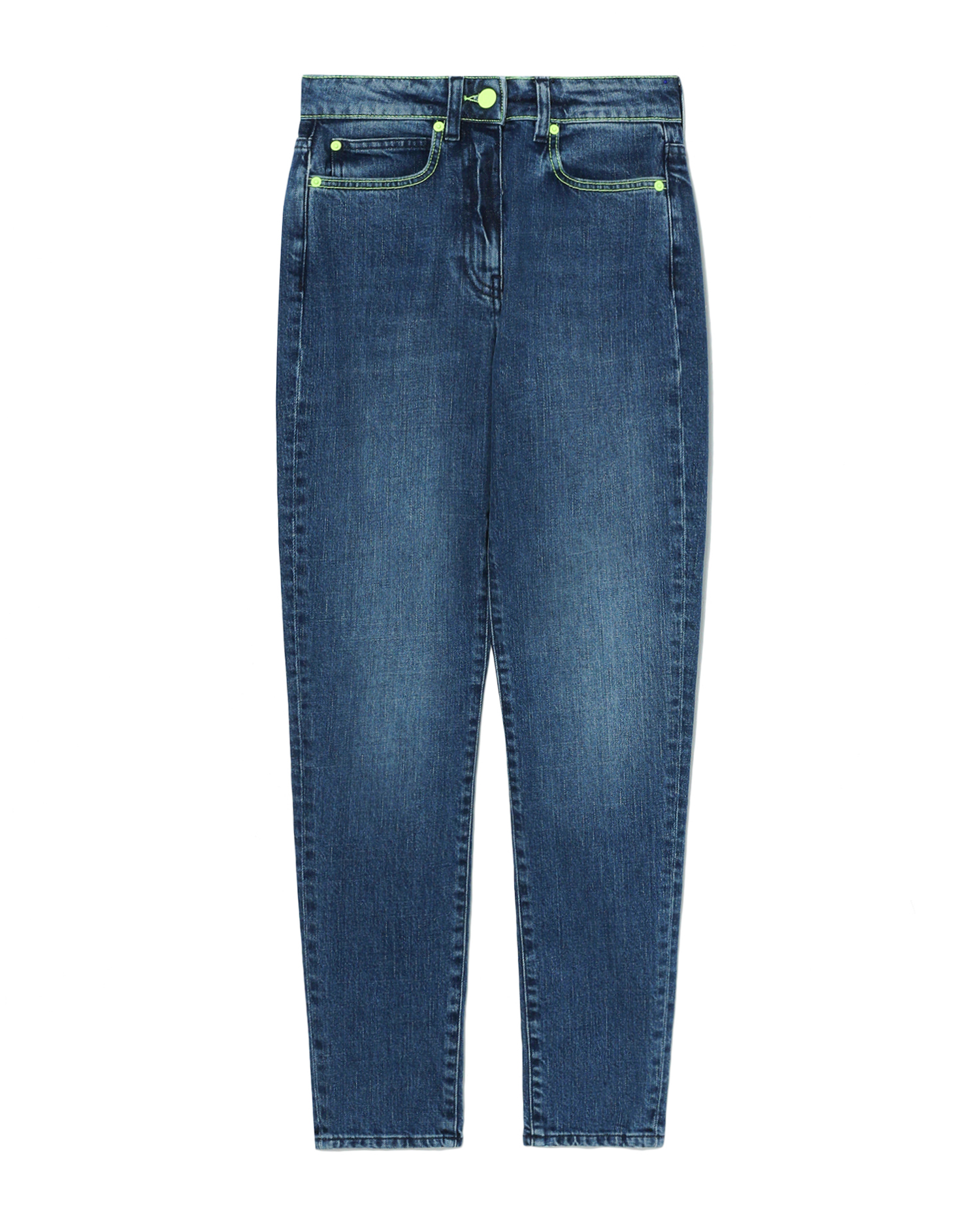 high waisted jeans with fluorescent details