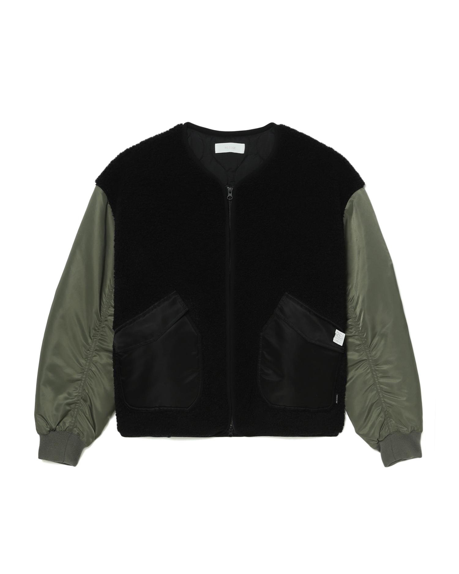 fleece panelled zip bomber jacket