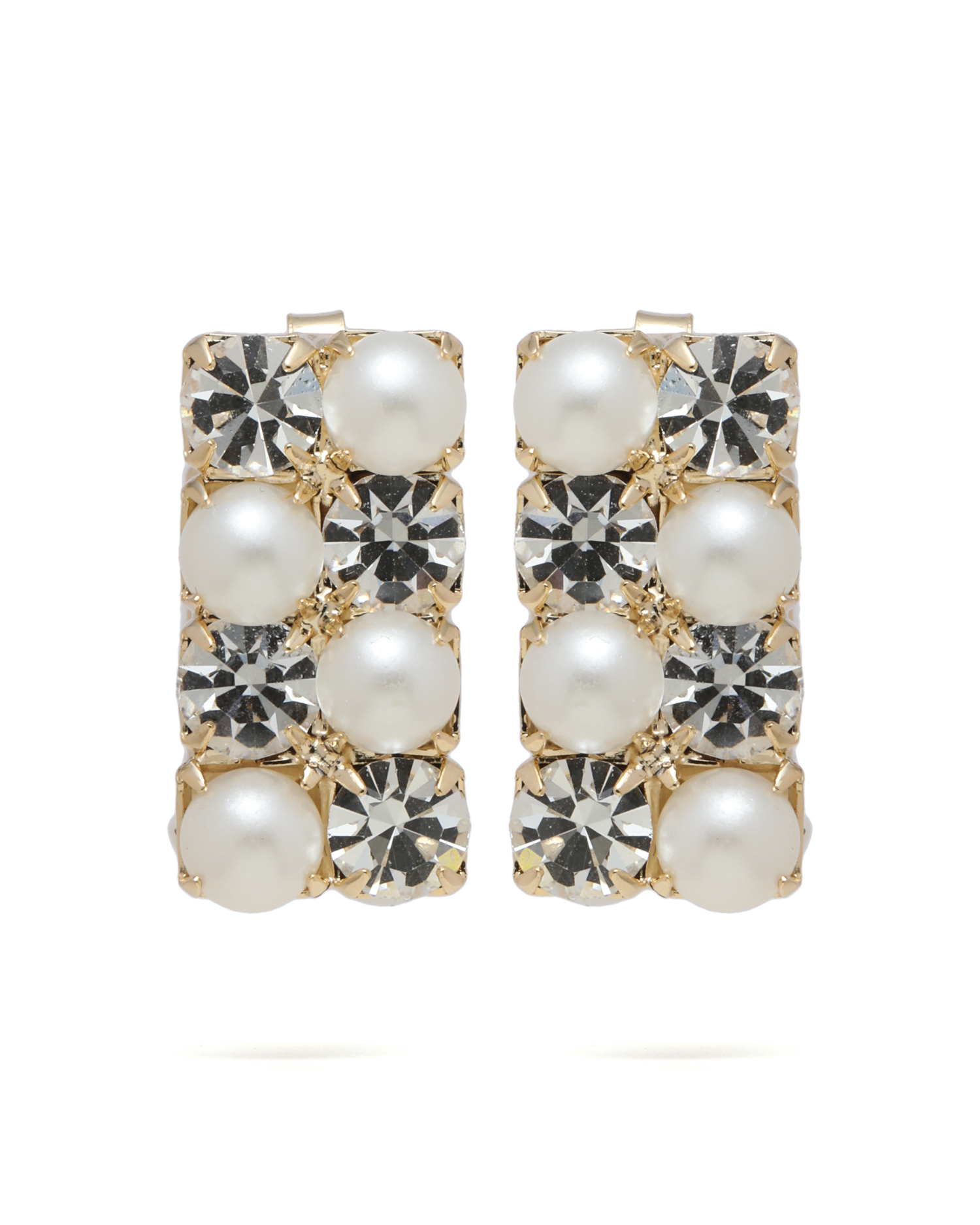 polka crystal and faux pearl earrings