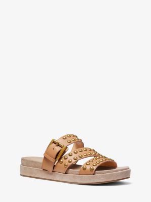 mk logo metallic mesh slide sandal