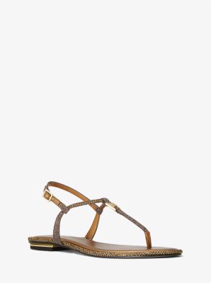 mk logo metallic mesh slide sandal