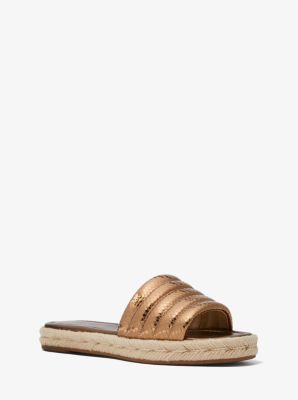 mk logo metallic mesh slide sandal