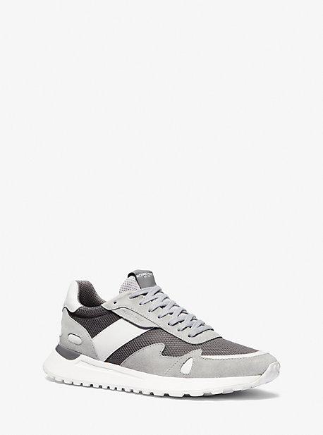 mk miles suede and mesh trainer - heather grey - michael kors