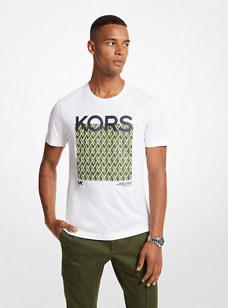 mk lattice logo cotton t-shirt - white - michael kors