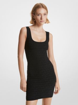 Mk Logo Jacquard Mini Dress - Black - Michael Kors