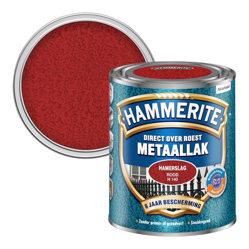 Hammerite Metaallak Hamerslag Rood H140 750Ml