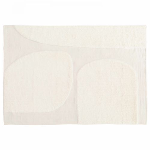 Oviala Rechthoekig Wollen Tapijt Met Handgeweven Wit Patroon 240 X 340 Cm