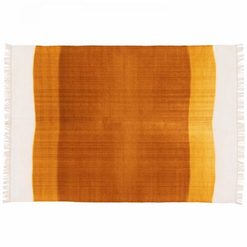 Oviala Rechthoekig Plat Geweven Wollen Tapijt Geel/Oranje 120 X 170 Cm