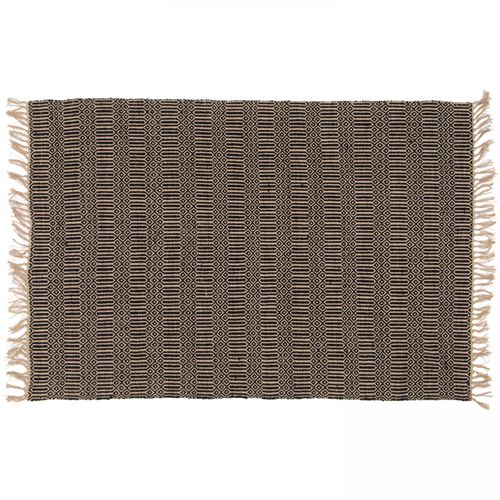 Oviala Handgeweven Natuurlijk Zwart Juten Tapijt Met Franjes, 200 X 290 Cm