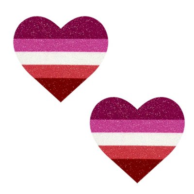lesbian flag heart nipple pasties