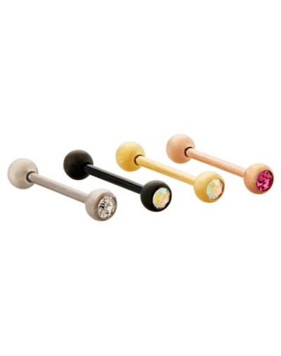 Multi-Pack Round Cz Titanium Internally Threaded Barbells 4 Pack - 14