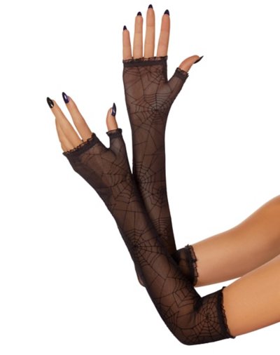 Black Spider Web Arm Warmers By Spirit Halloween