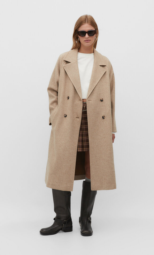 stradivarius soft-touch trench coat  brown m
