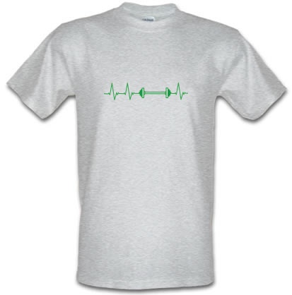 weights heartbeat male t-shirt.
