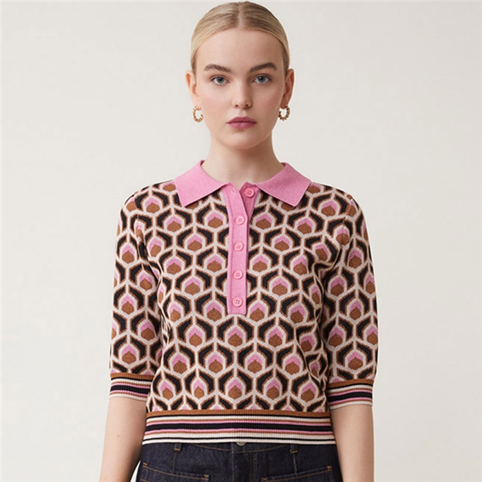 Suncoo Jumper ‘Palmer’ Print With Collar In Multi