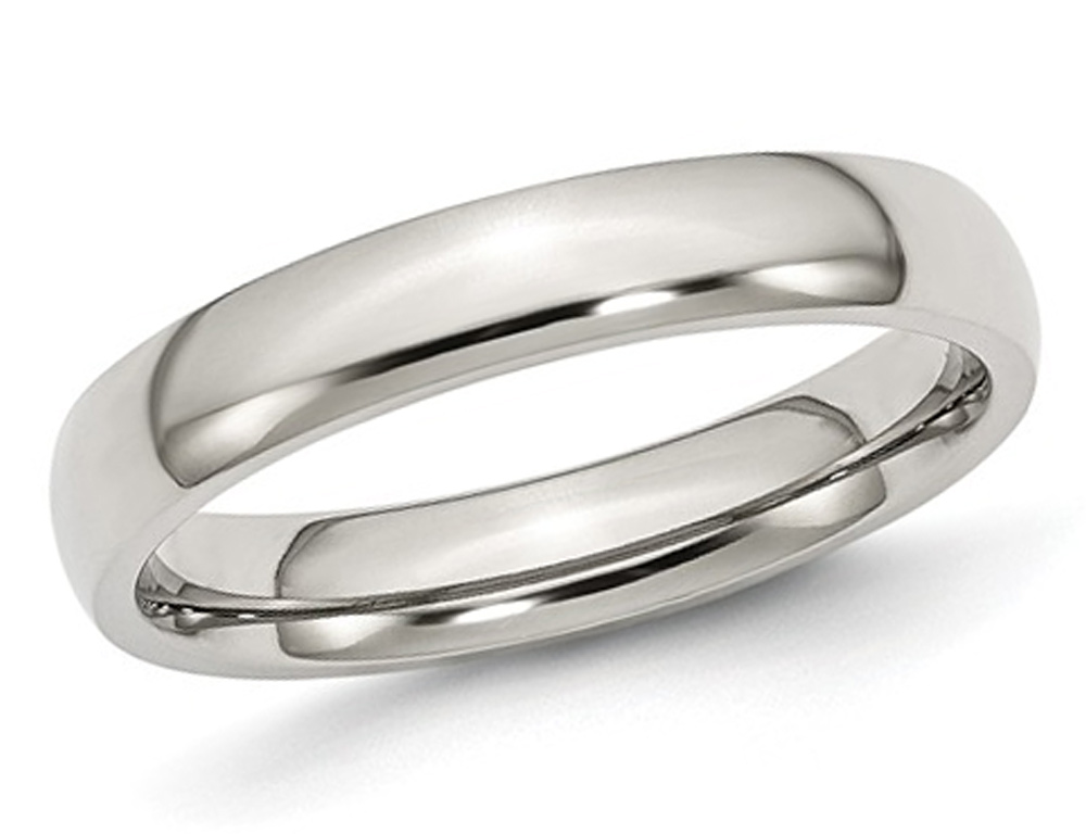 Mens Chisel 4Mm Stainless Steel Comfort Fit Wedding Band Ring
