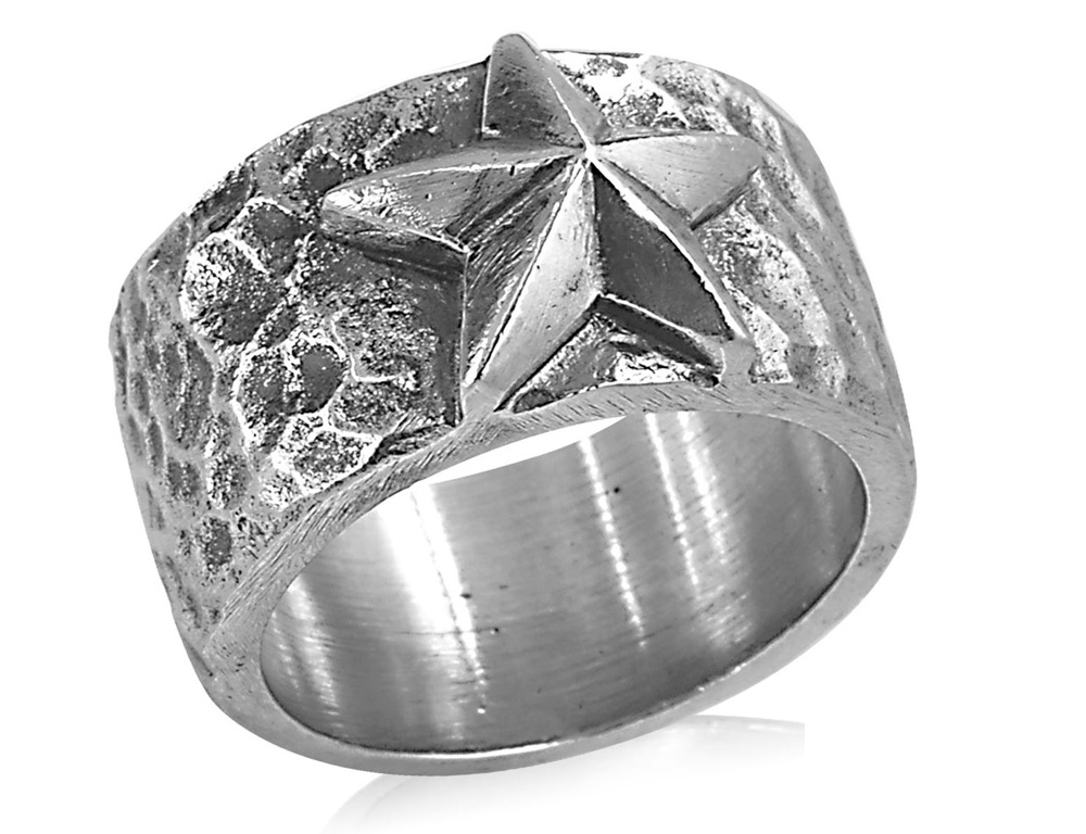 David Sigal Mens Band Ring In Stainless Steel (Synthetic Crystals)