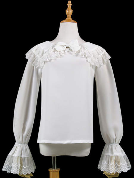 Morgan ruffle lace top in white