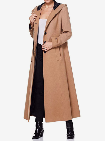 Women Wrap Coat Hooded Warmth Oversized Woolen Winter Outerwear