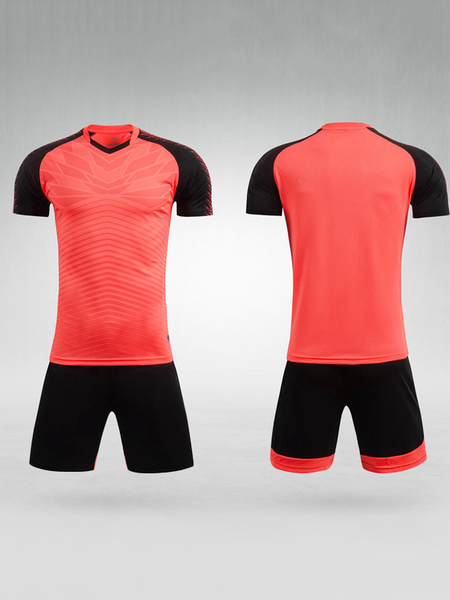 unisex 2 pieces colorblock short sleeve football jersey